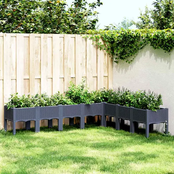 Gossi jardiniera de gradina cu picioare, albastru gri, 200x160x42 cm, pp