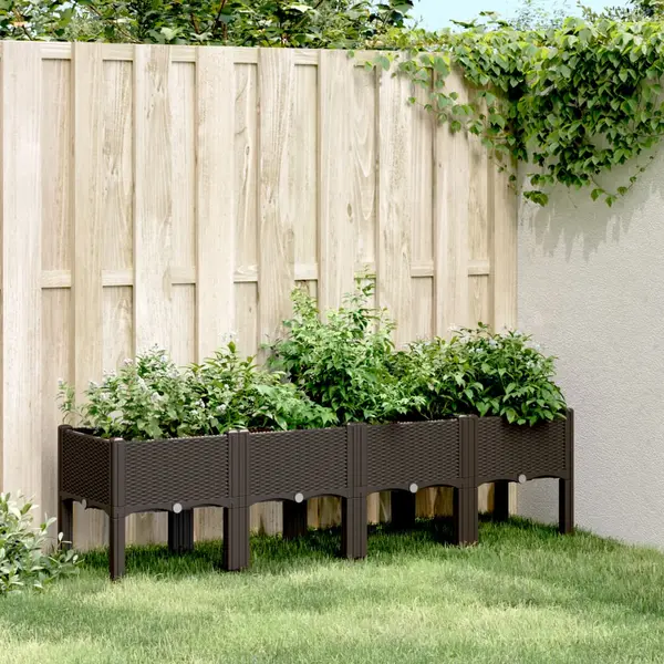 Gossi jardiniera de gradina cu picioare, maro, 160x40x42 cm, pp