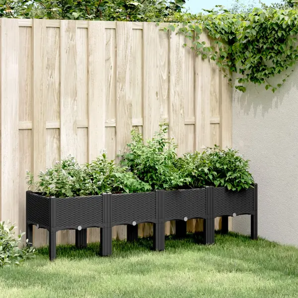Gossi jardiniera de gradina cu picioare, negru, 160x40x42 cm, pp