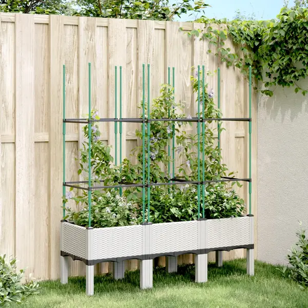 Gossi jardiniera de gradina cu spalier, alb, 120x40x142,5 cm pp