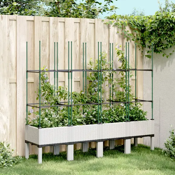 Gossi jardiniera de gradina cu spalier, alb, 160x40x142,5 cm pp