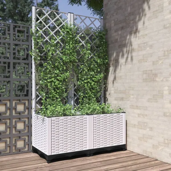 Gossi jardiniera de gradina cu spalier, alb, 80x40x136 cm, pp
