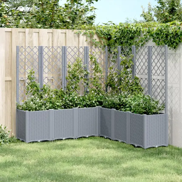 Gossi jardiniera de gradina cu spalier, gri, 160x160x140 cm, pp