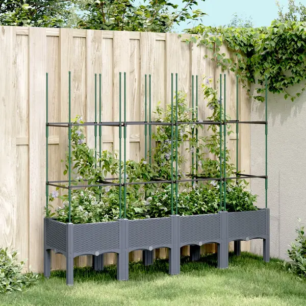 Gossi jardiniera de gradina cu spalier, gri, 160x40x142,5 cm, pp