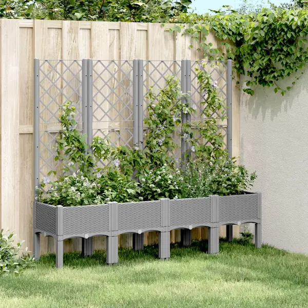 Gossi jardiniera de gradina cu spalier gri deschis 160x40x142 cm pp
