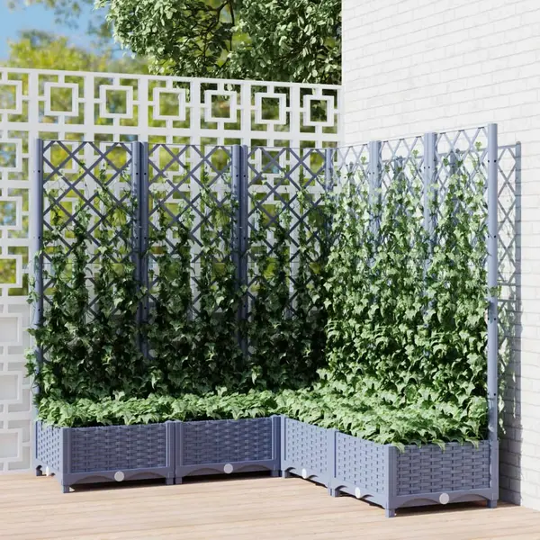 Gossi jardiniera de gradina cu spalier,gri inchis,120x120x121,5cm, pp