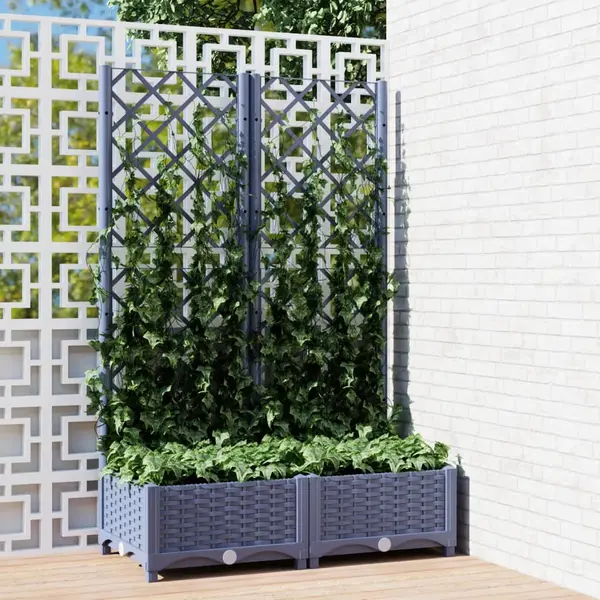 Gossi jardiniera de gradina cu spalier,gri inchis, 80x40x121,5 cm, pp