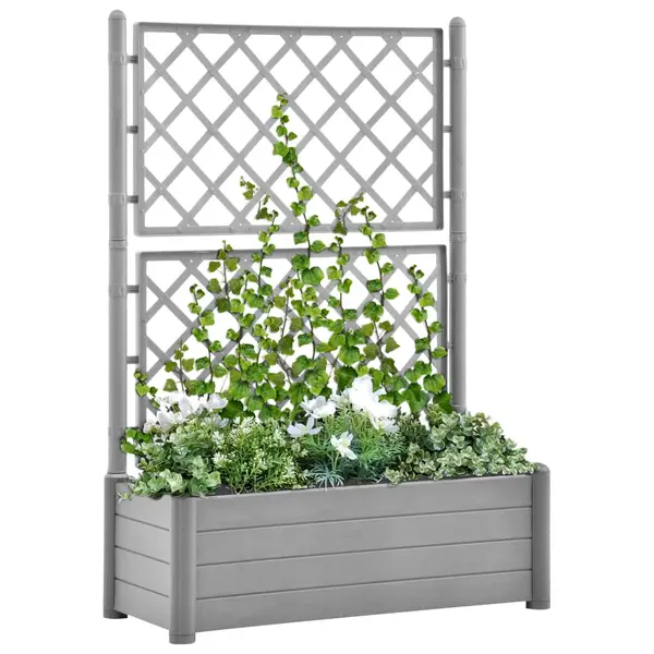 Gossi jardiniera de gradina cu spalier, gri piatra, 100x43x142, pp
