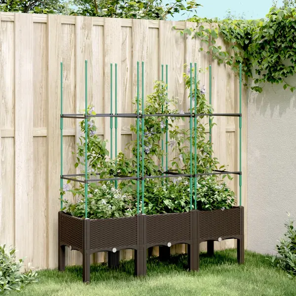 Gossi jardiniera de gradina cu spalier, maro, 120x40x142,5 cm, pp
