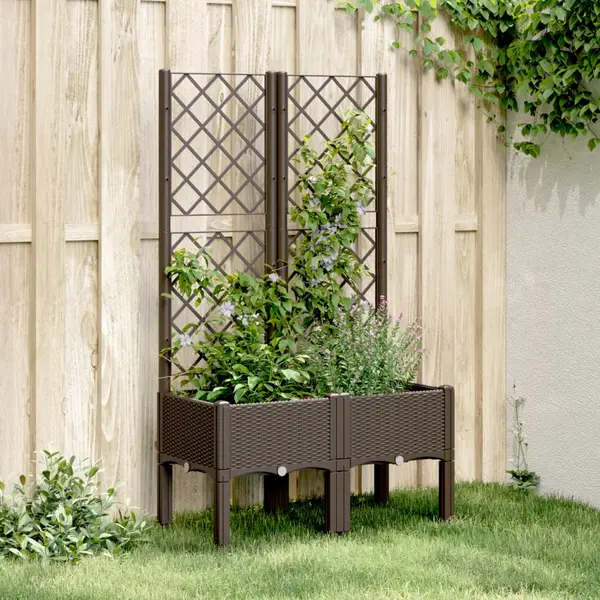 Gossi jardiniera de gradina cu spalier, maro, 80x40x142 cm, pp