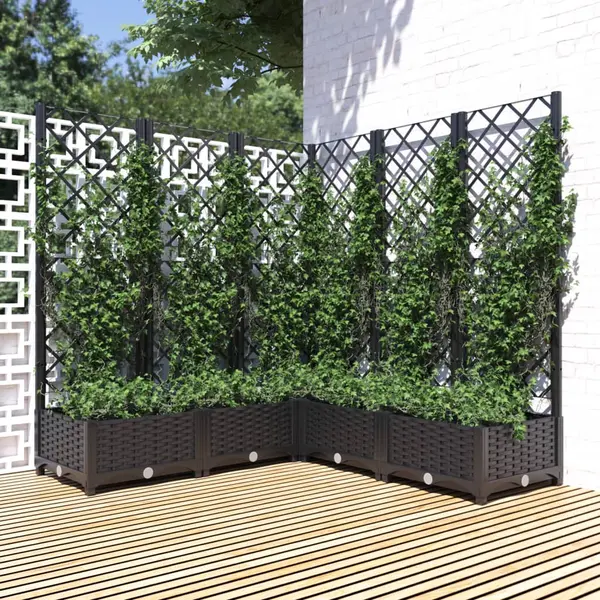 Gossi jardiniera de gradina cu spalier, negru, 120x120x121,5 cm, pp