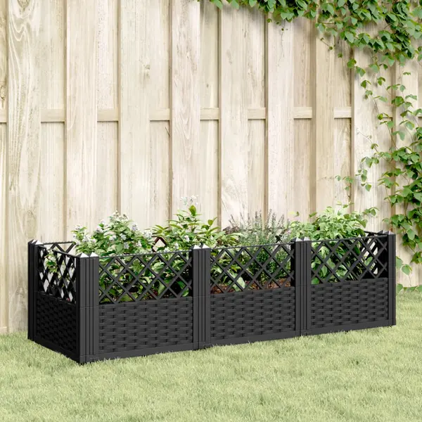 Gossi jardiniera de gradina cu spalier, negru, 123,5x43,5x43,5 cm, pp