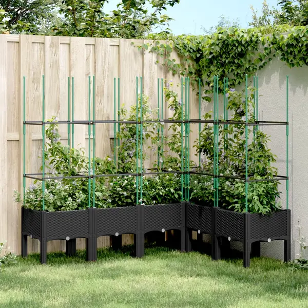 Gossi jardiniera de gradina cu spalier, negru, 160x120x142,5 cm, pp