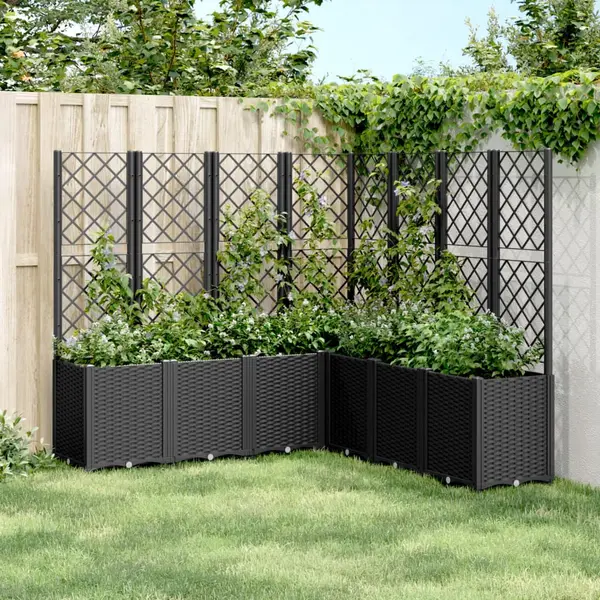 Gossi jardiniera de gradina cu spalier, negru, 160x160x140 cm, pp