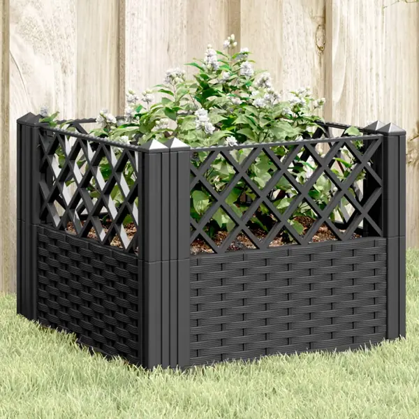Gossi jardiniera de gradina cu spalier, negru, 43,5x43,5x43,5 cm, pp