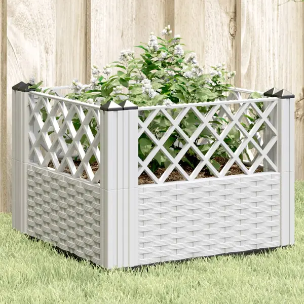Gossi jardiniera de gradina cu tarusi, alb, 43,5x43,5x43,5 cm, pp