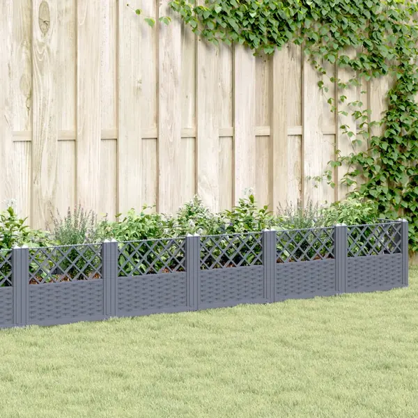 Gossi jardiniera de gradina cu tarusi, gri, 363,5x43,5x43,5 cm, pp