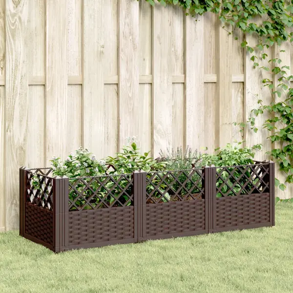 Gossi jardiniera de gradina cu tarusi, maro, 123,5x43,5x43,5 cm, pp