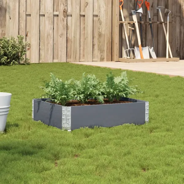 Gossi jardiniera de gradina, gri, 80x60 cm, lemn masiv pin