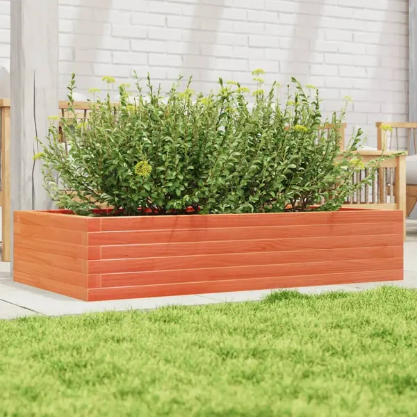 Gossi jardiniera de gradina, maro ceruit, 110x60x23cm, lemn masiv pin