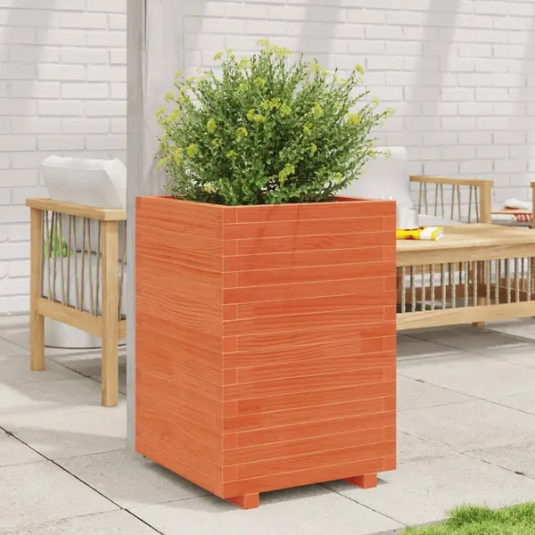 Gossi jardiniera de gradina, maro ceruit 50x50x72,5 cm lemn masiv pin