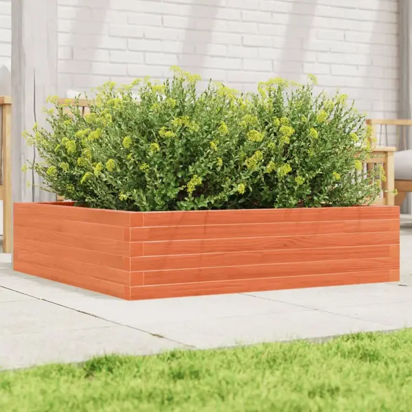 Gossi jardiniera de gradina, maro ceruit, 90x90x23 cm, lemn masiv pin
