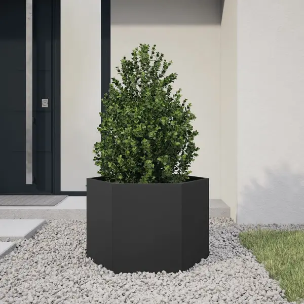 Gossi jardiniera de gradina negru 69x60x45 cm otel hexagonal