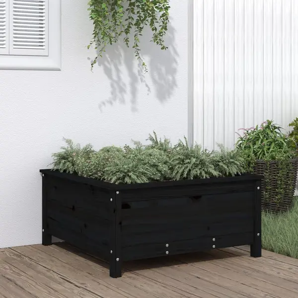 Gossi jardiniera de gradina, negru, 82,5x82,5x39 cm lemn masiv de pin