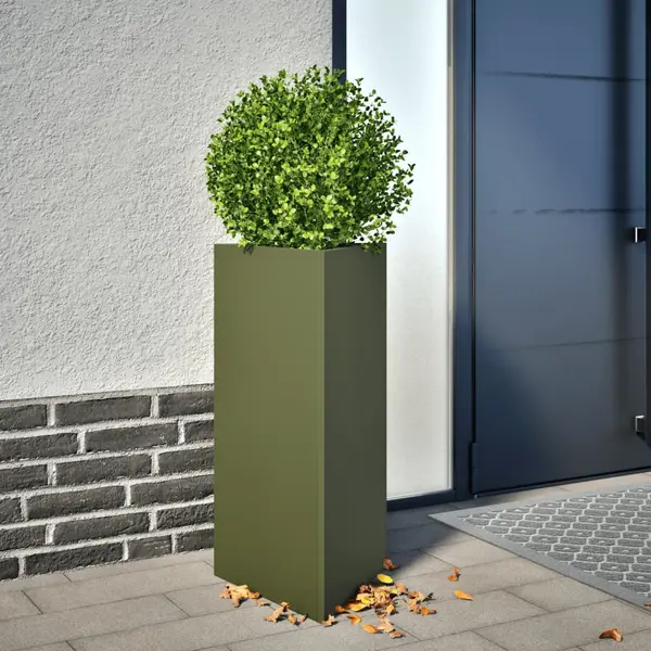 Gossi jardiniera de gradina verde, 40x34,5x70 cm, otel, triunghiulara