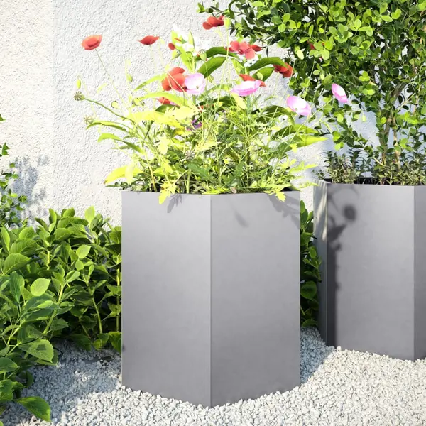 Gossi jardiniera gradina 2 buc. 46x40x45cm otel galvanizat hexagonala