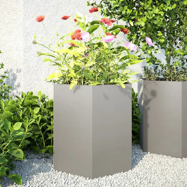 Gossi jardiniera gradina 2 buc. 46x40x45cm otel inoxidabil hexagonala