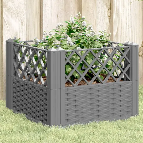 Gossi jardiniera gradina cu tarusi gri deschis, 43,5x43,5x43,5 cm, pp