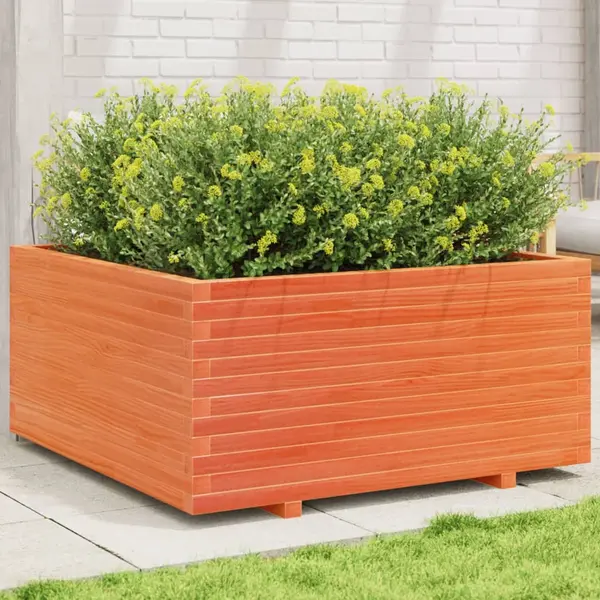 Gossi jardiniera gradina maro ceruit, 100x100x49,5 cm, lemn masiv pin