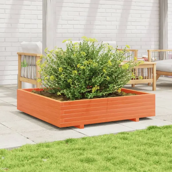 Gossi jardiniera gradina, maro ceruit, 110x110x26,5cm, lemn masiv pin