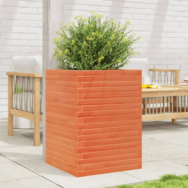 Gossi jardiniera gradina, maro ceruit, 50x50x68,5 cm, lemn masiv pin