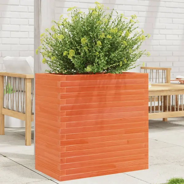 Gossi jardiniera gradina, maro ceruit, 70x40x68,5 cm, lemn masiv pin