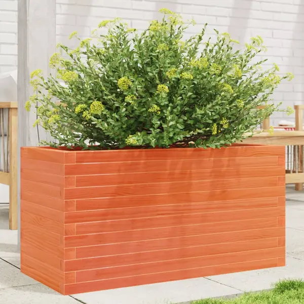 Gossi jardiniera gradina, maro ceruit, 90x40x45,5 cm, lemn masiv pin