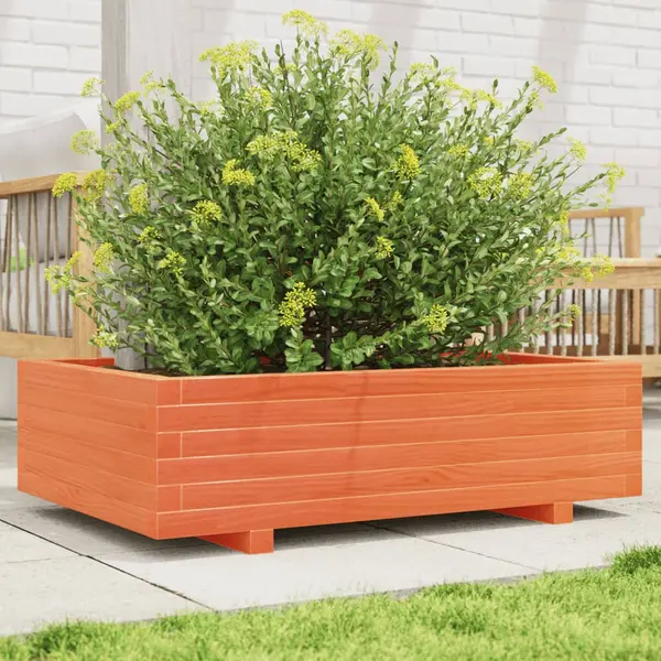 Gossi jardiniera gradina, maro ceruit, 90x60x26,5 cm, lemn masiv pin