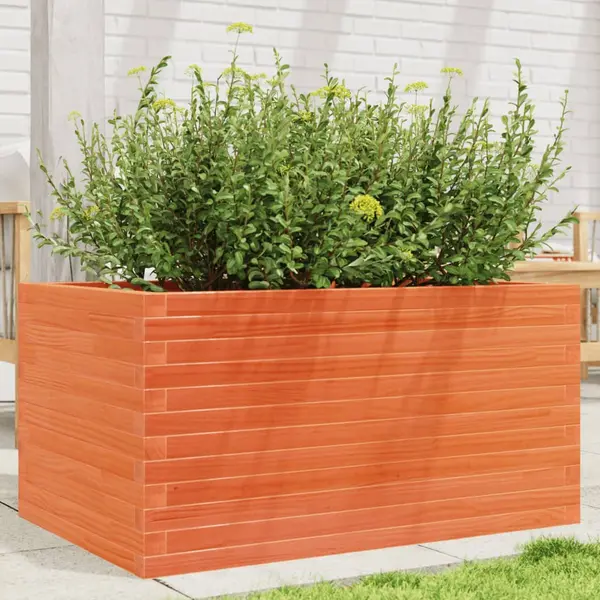 Gossi jardiniera gradina, maro ceruit, 90x60x45,5 cm, lemn masiv pin