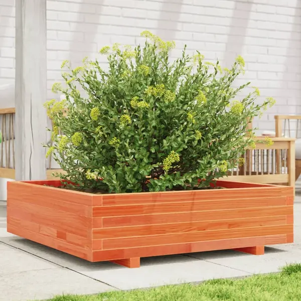 Gossi jardiniera gradina, maro ceruit, 90x90x26,5 cm, lemn masiv pin