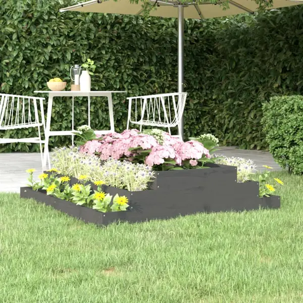Gossi jardiniera, gri, 110x110x27 cm, lemn masiv de pin