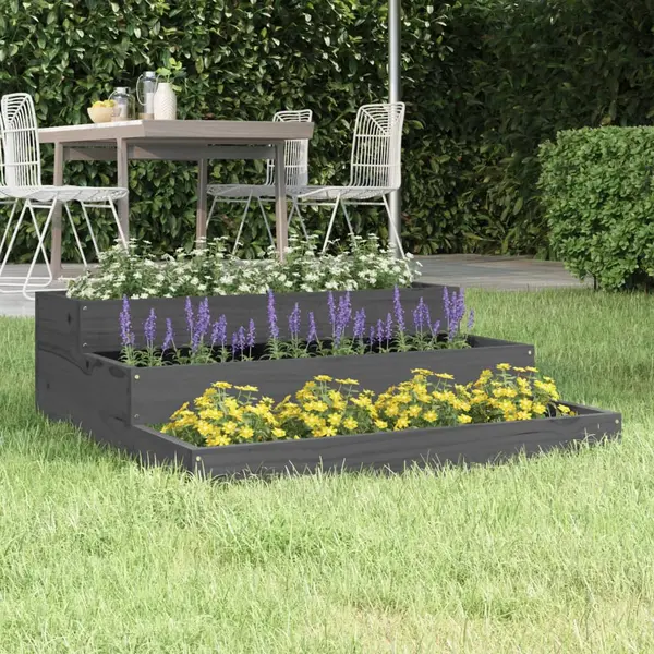 Gossi jardiniera, gri, 78x78x27 cm, lemn masiv de pin