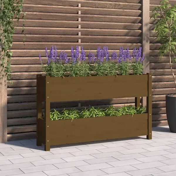 Gossi jardiniera, maro miere, 112x25x66 cm, lemn masiv de pin