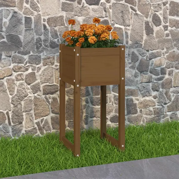 Gossi jardiniera, maro miere, 40x40x81 cm, lemn masiv de pin