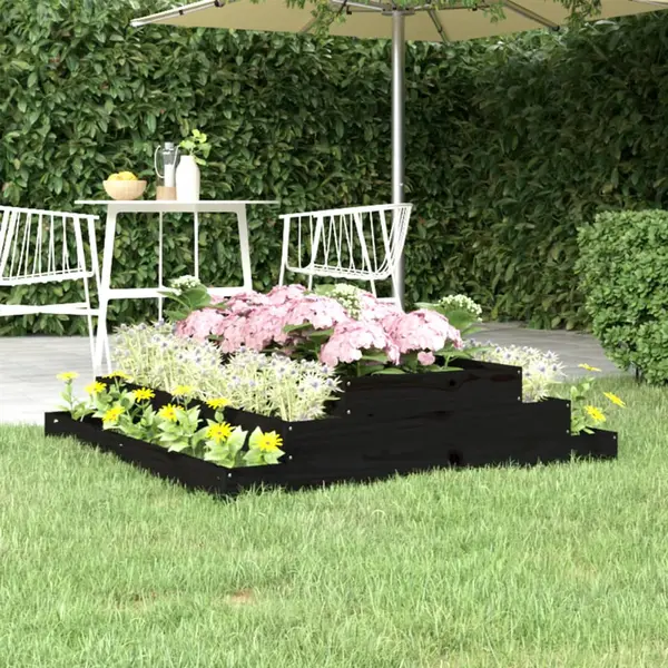 Gossi jardiniera, negru, 110x110x27 cm, lemn masiv de pin
