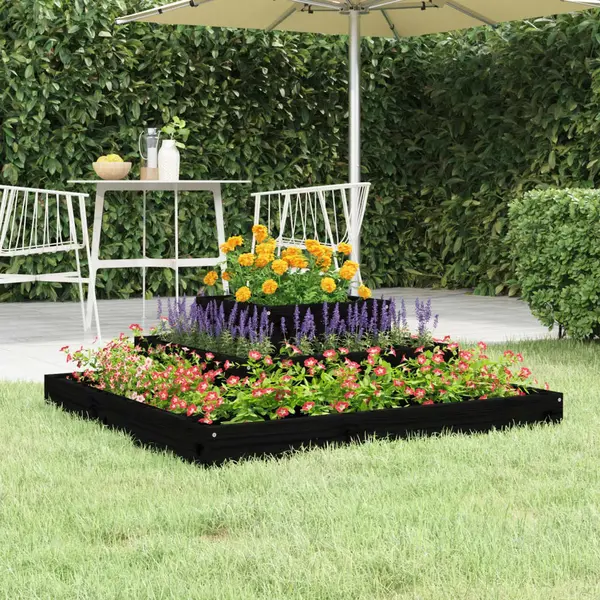 Gossi jardiniera, negru, 80x80x27 cm, lemn masiv de pin