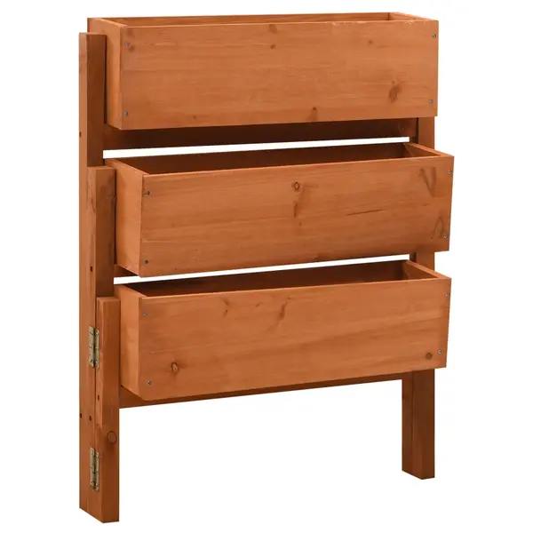 Gossi jardiniera pliabila, portocaliu, 60x14x75 cm, lemn masiv brad