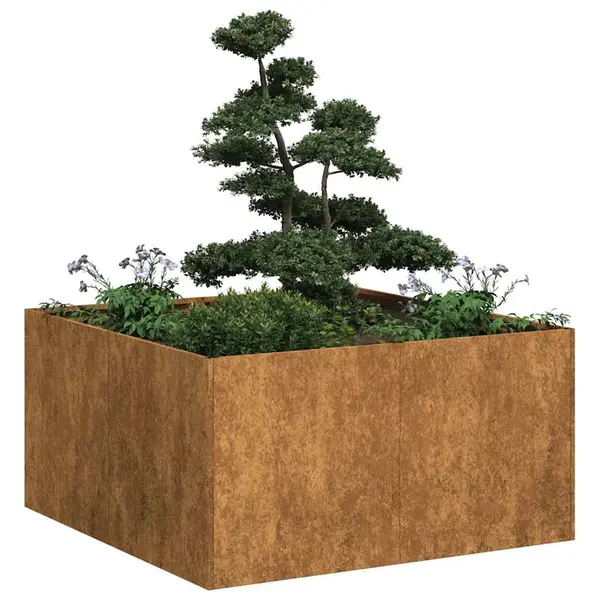 Gossi jardiniera rusty 80x80x40 cm otel pentru intemperii