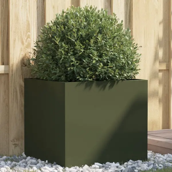 Gossi jardiniera, verde masliniu, 49x47x46 cm, otel laminat la rece