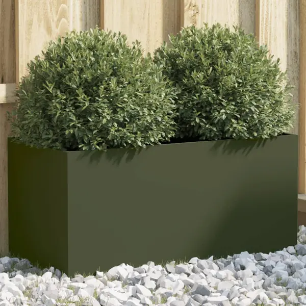 Gossi jardiniera, verde masliniu, 62x30x29 cm, otel laminat la rece
